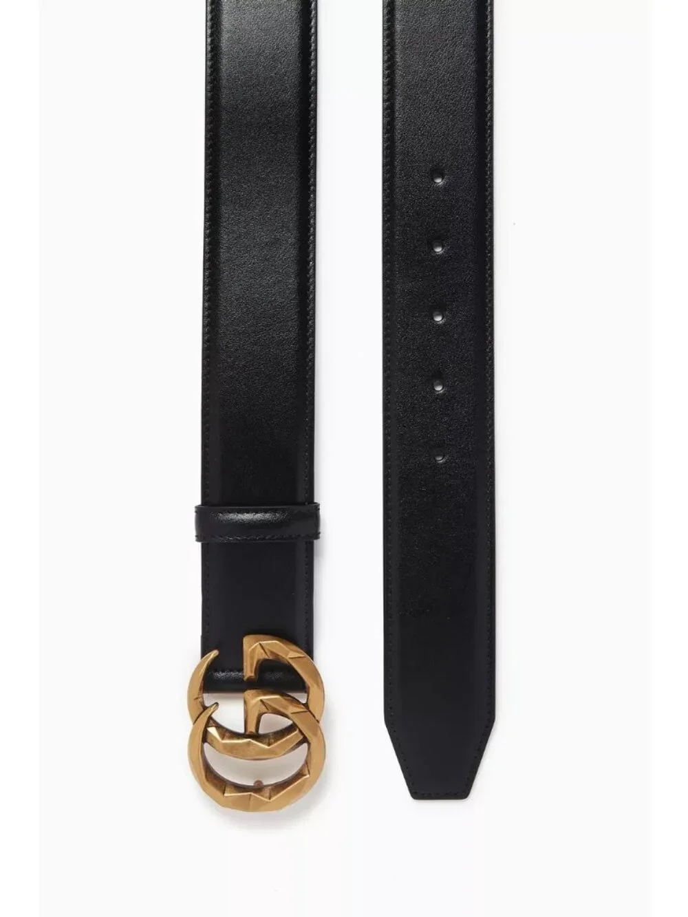 Gucci Men’s Plutone W40mm Calfskin Geometric Double G Belt Black 85cm 795526